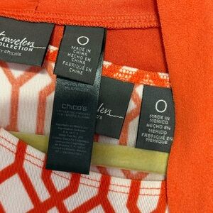 Chico's Bold Orange Patterned Blouse